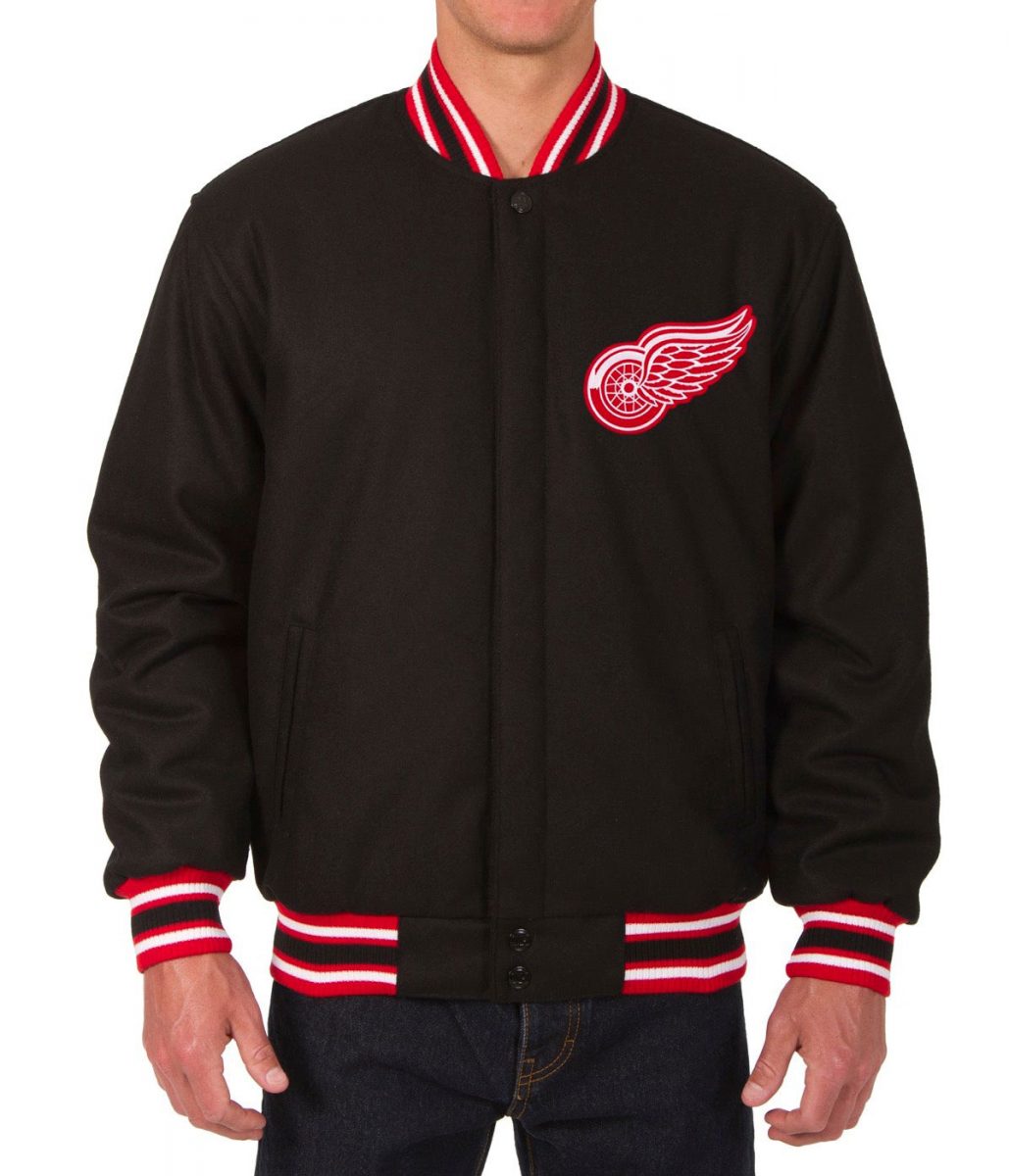 Varsity Detroit Red Wings Wool Black Jacket