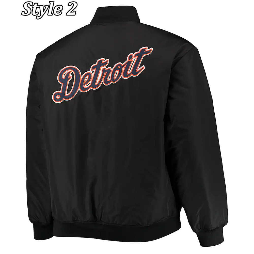 Detroit Tigers Satin Black/White Jacket - Image 4