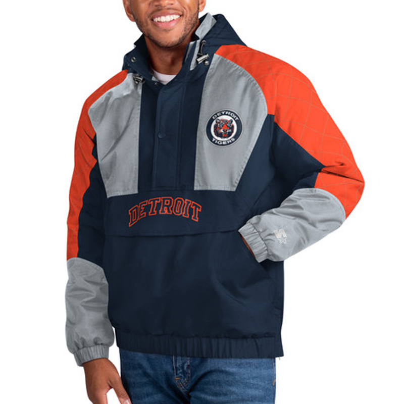 Cooperstown Detroit Tigers The Body Check Half-Zip Hooded Jacket
