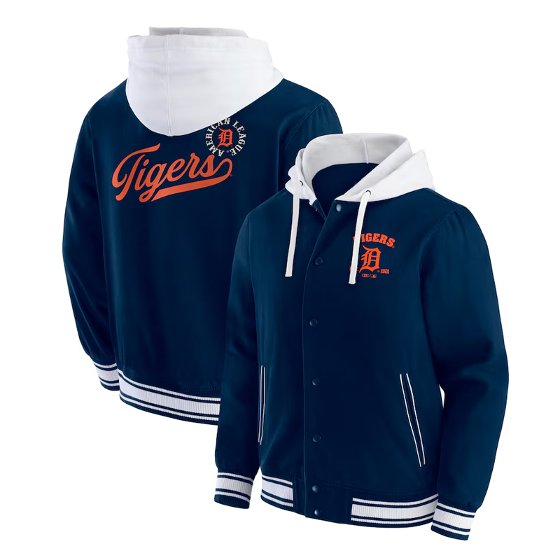 Detroit Tigers Navy Cotton Hooded Jacket - Image 3