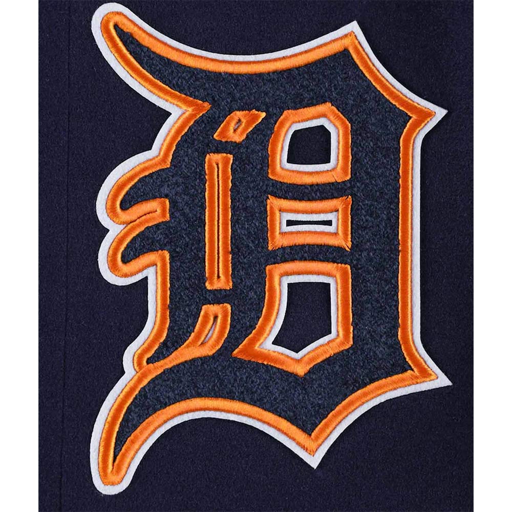 Detroit Tigers Mash Up White and Navy Blue Varsity Jacket - Image 8