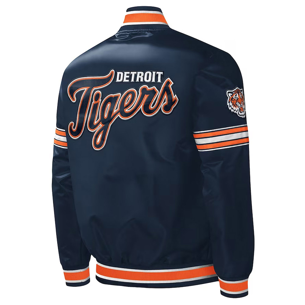 Detroit Tigers Midfield Varsity Navy Satin Jacket - Image 2