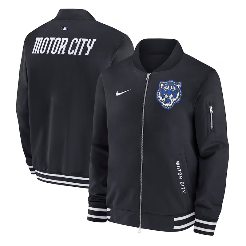 Detroit Tigers Motor City Black Bomber Full-Zip Jacket - Image 3