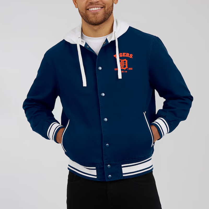 Detroit Tigers Navy Cotton Hooded Jacket - Image 4