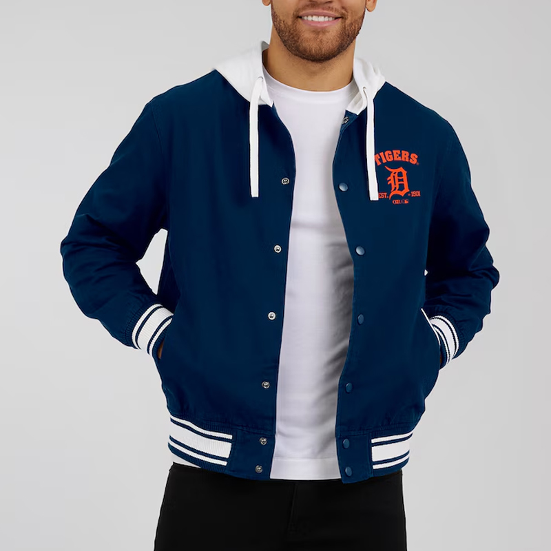 Detroit Tigers Navy Cotton Hooded Jacket - Image 6