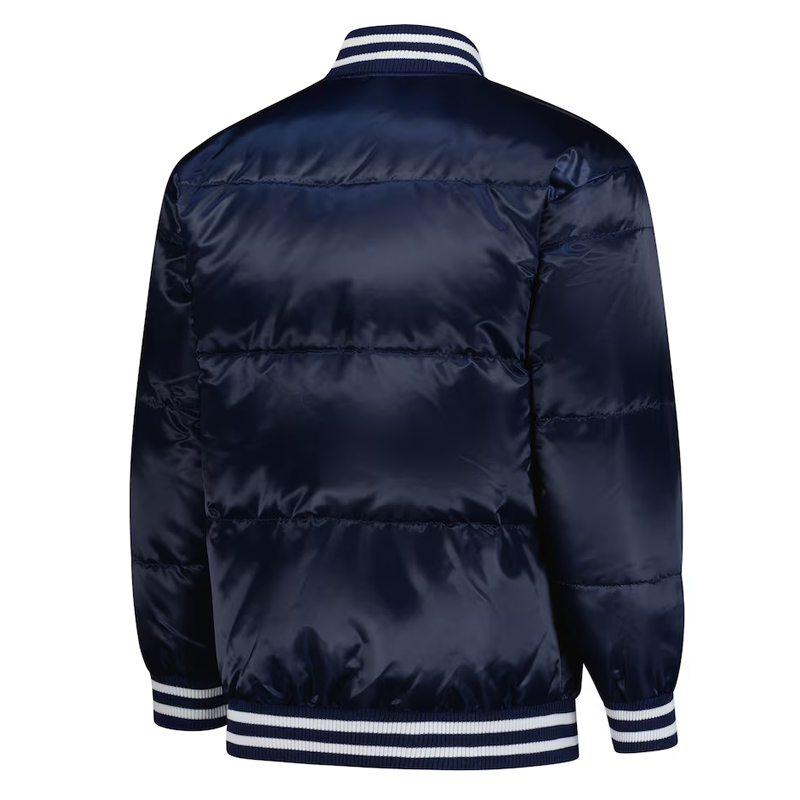Detroit Tigers Puffer Navy Satin Jacket - Image 2