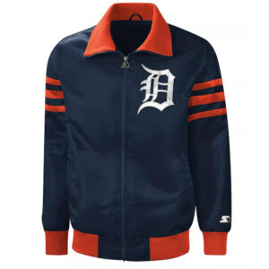 The Captain II Detroit Tigers Navy Varsity Satin Jacket