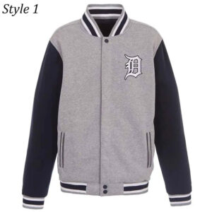 Detroit Tigers Navy and Gray Varsity Wool Jacket