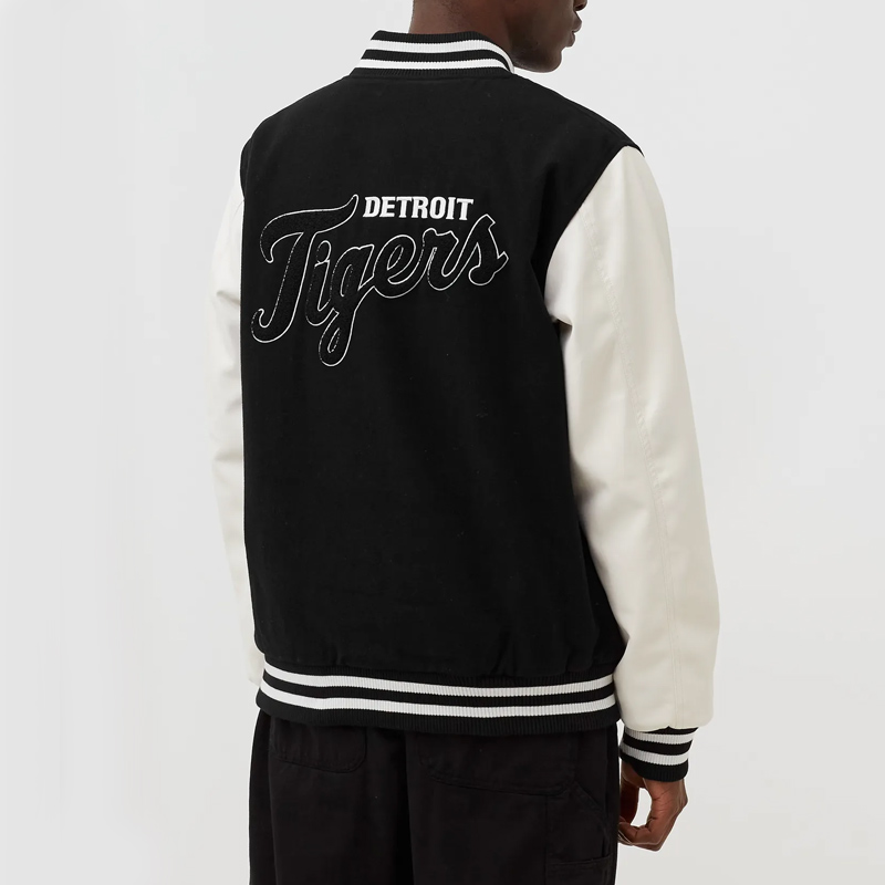 Wordmark Detroit Tigers Black and White Varsity Jacket - Image 3