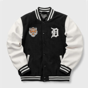 Wordmark Detroit Tigers Black and White Varsity Jacket