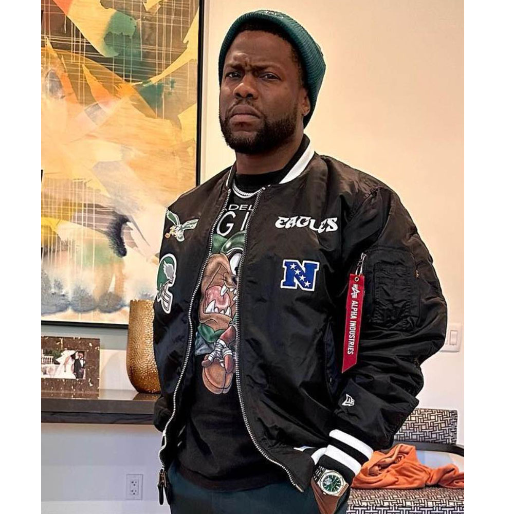 Philadelphia Eagles Kevin Hart Black Bomber Jacket - Image 2