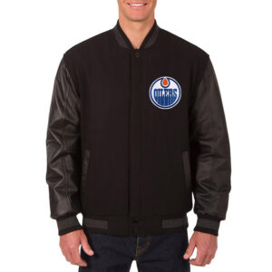 Edmonton Oilers Varsity Black Jacket