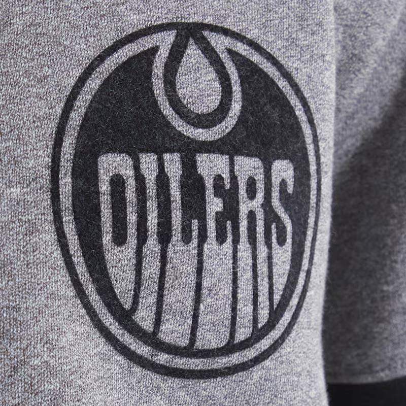 Edmonton Oilers Heather Gray Striped Fleece Jacket - Image 3