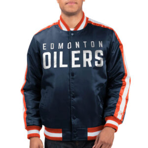 Edmonton Oilers O-Line Navy Varsity Satin Jacket
