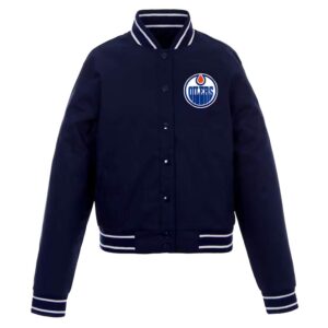 Edmonton Oilers Varsity Navy Wool Jacket
