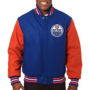 Edmonton Oilers Royal/Orange Varsity Wool Jacket