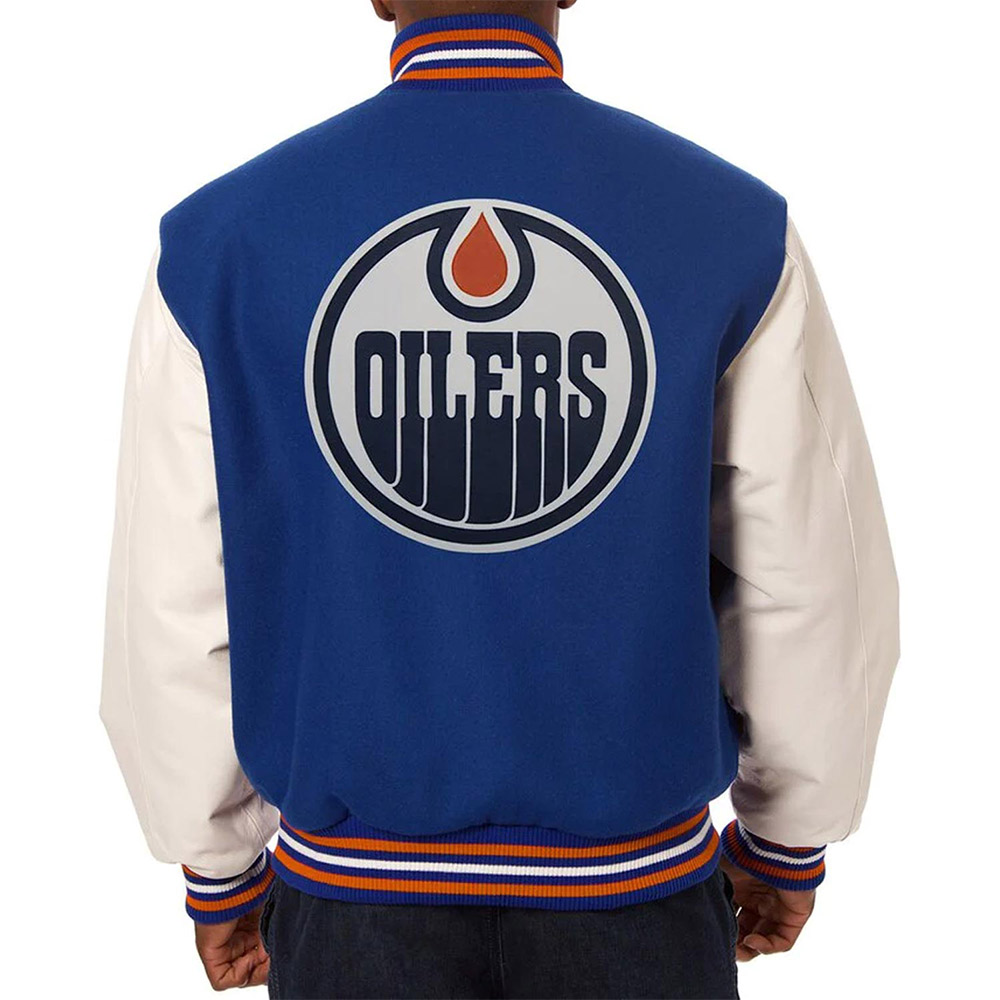 Varsity Edmonton Oilers Royal Blue and White Two-Tone Jacket - Image 2