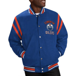 Edmonton Oilers Tailback Blue Varsity Jacket