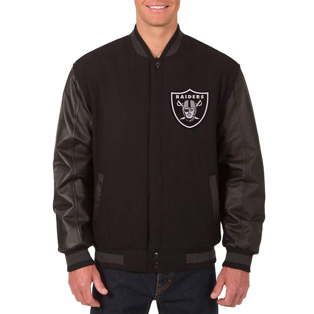 Las Vegas Raiders Embroidered Varsity Black Jacket
