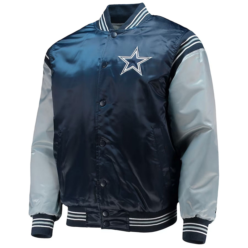 Dallas Cowboys Enforcer Navy/Silver Satin Jacket