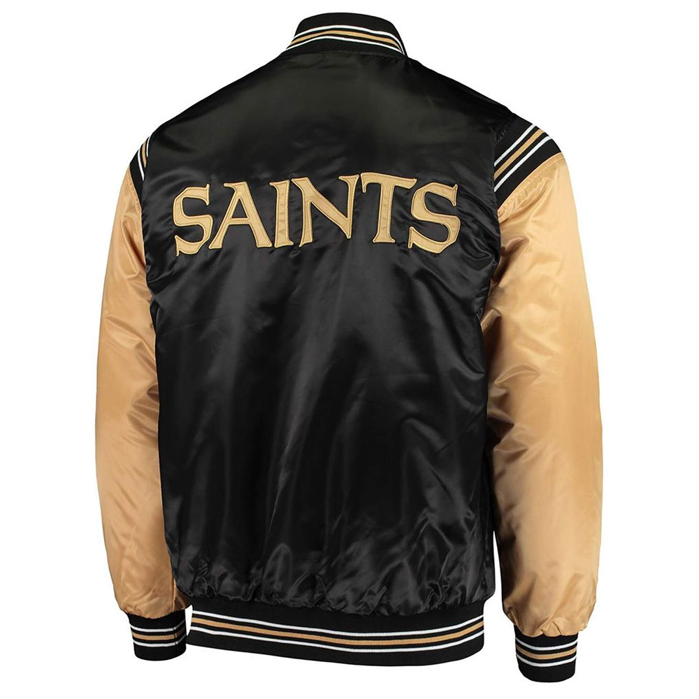 Enforcer New Orleans Saints Black/Gold Satin Jacket - Image 2