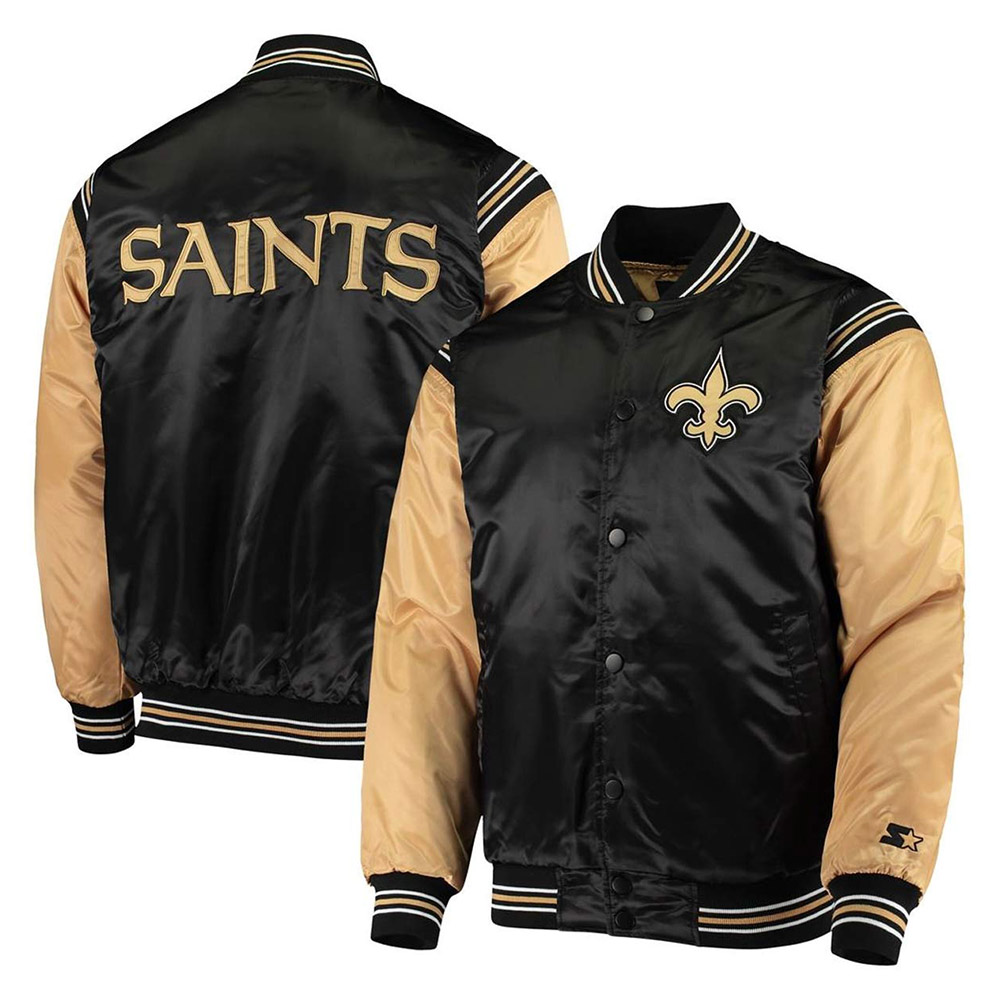 Enforcer New Orleans Saints Black/Gold Satin Jacket - Image 3