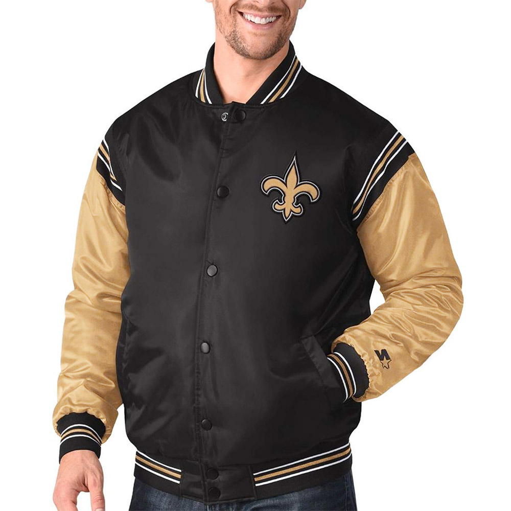Enforcer New Orleans Saints Black/Gold Satin Jacket - Image 4
