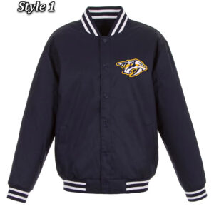 Navy Nashville Predators Front Hit Poly Twill Jacket