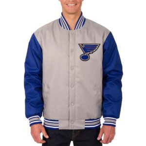 St. Louis Blues Front Hit Poly Twill Gray/Blue Jacket