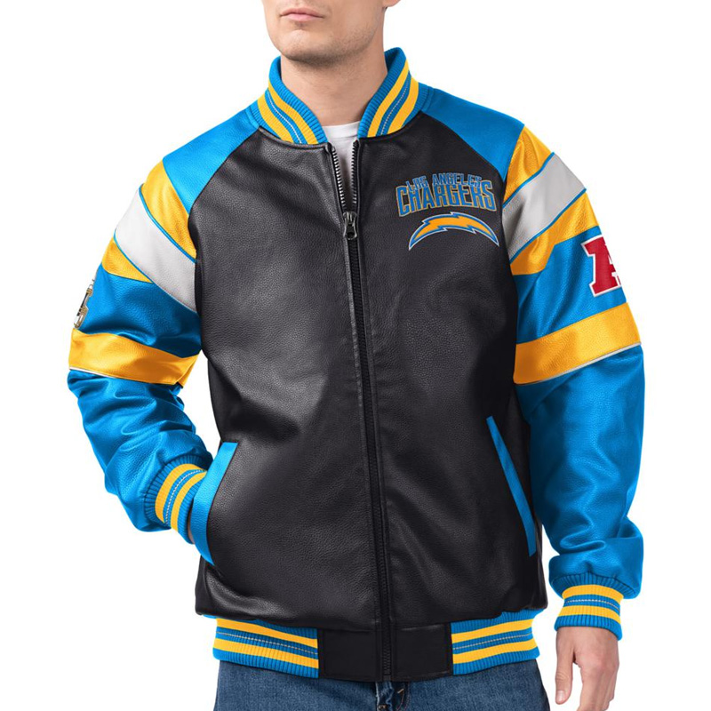 Los Angeles Chargers G-III Faux Varsity Leather Jacket