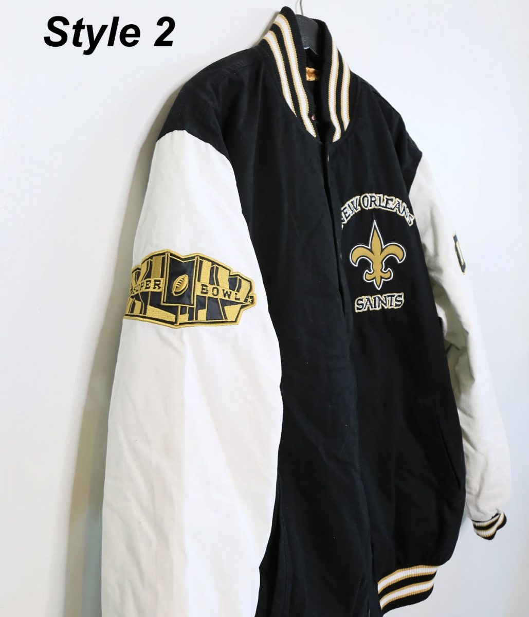 New Orleans Saints Victory Formation Commemorative Varsity Black and White Jacket - Image 8