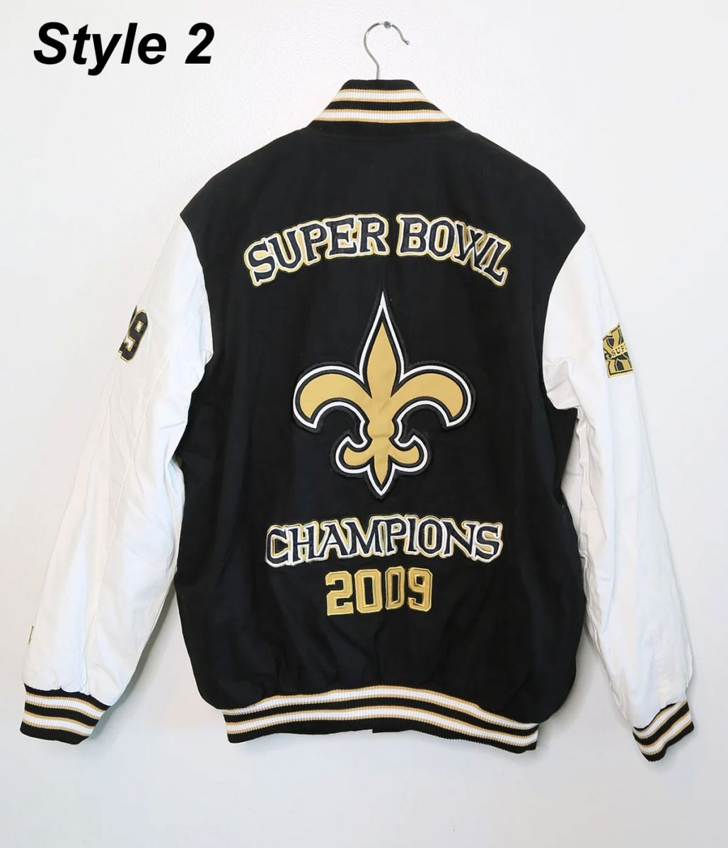 New Orleans Saints Victory Formation Commemorative Varsity Black and White Jacket - Image 4