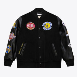 Golden State Warriors Black Out Vintage Logo Varsity Jacket