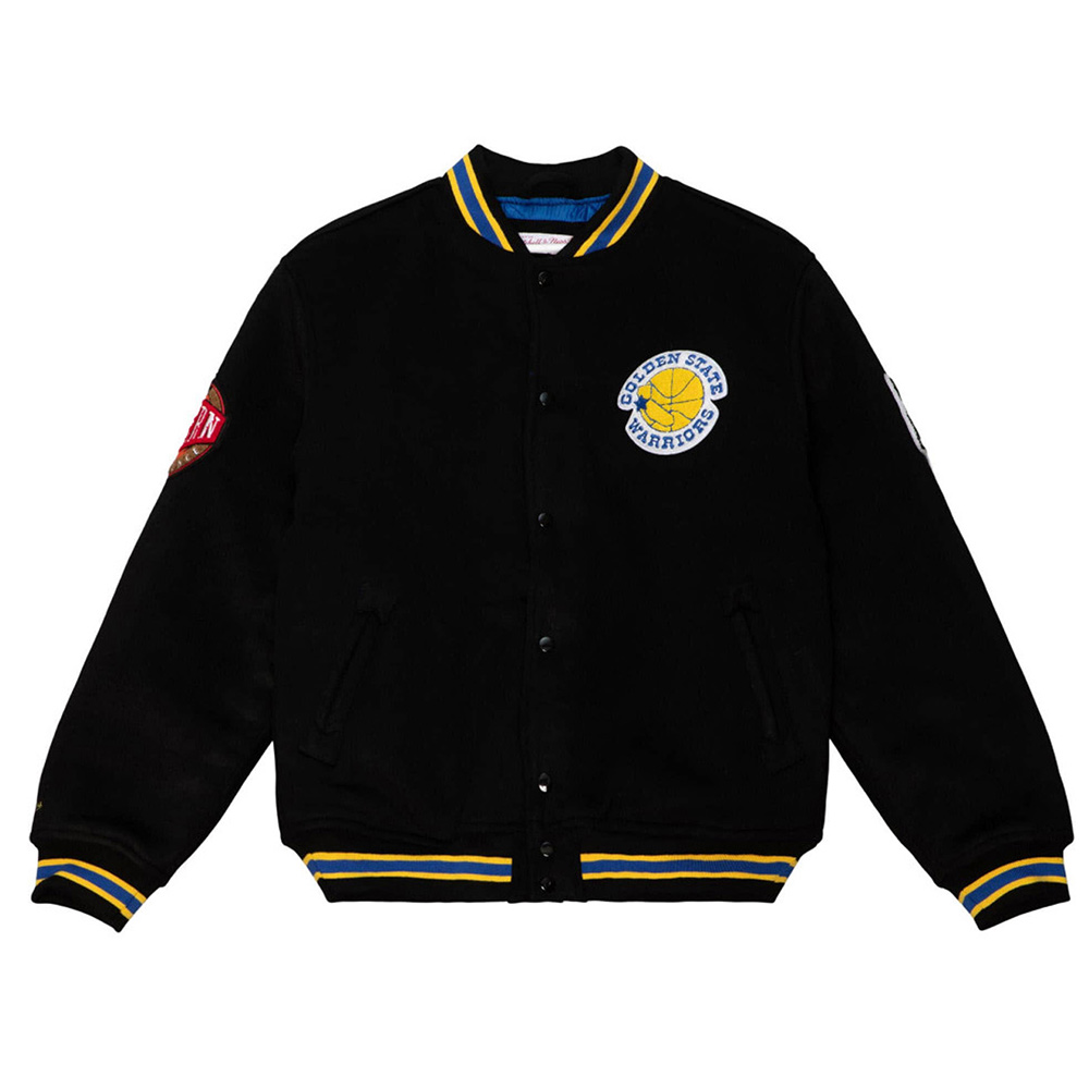 Golden State Warriors Varsity Black Wool Jacket
