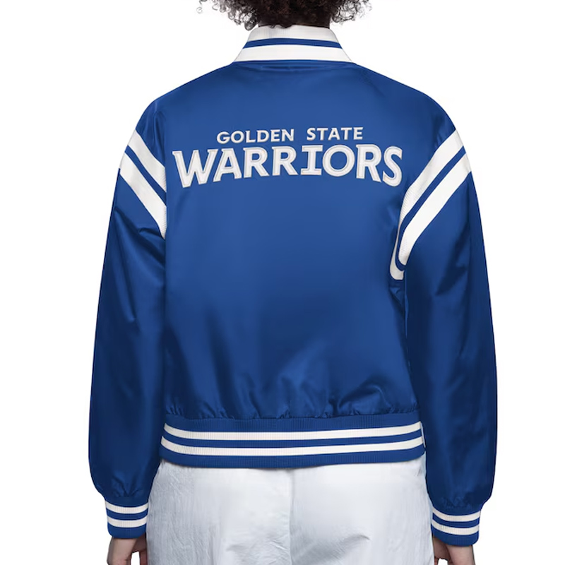 Golden State Warriors Blue Full Count Satin Jacket - Image 2