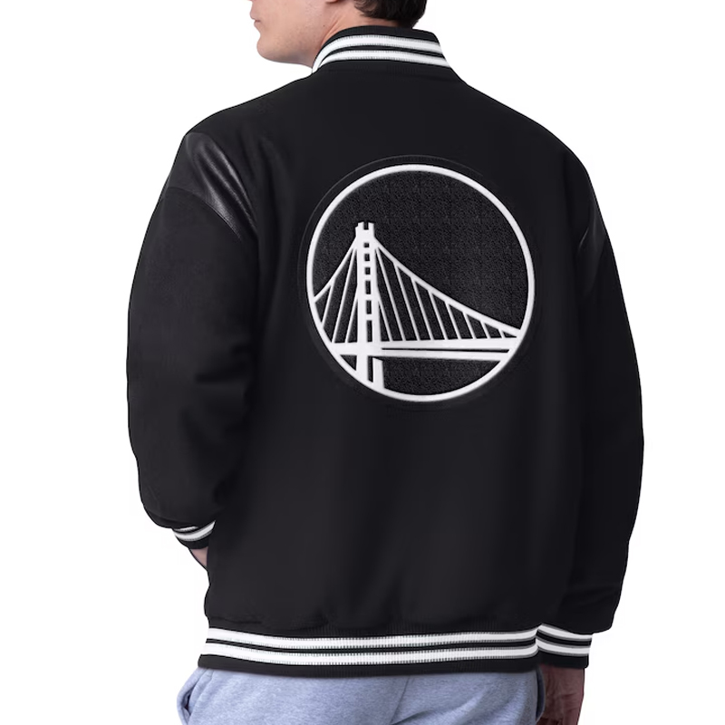 Golden State Warriors Clutch Hitter Black Varsity Jacket - Image 2
