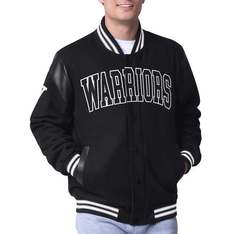 Golden State Warriors Clutch Hitter Black Varsity Jacket