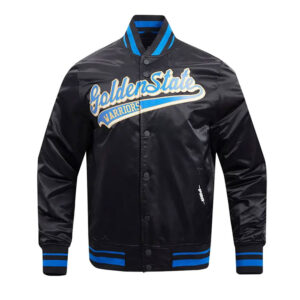 Golden State Warriors Script Tail Black Satin Jacket
