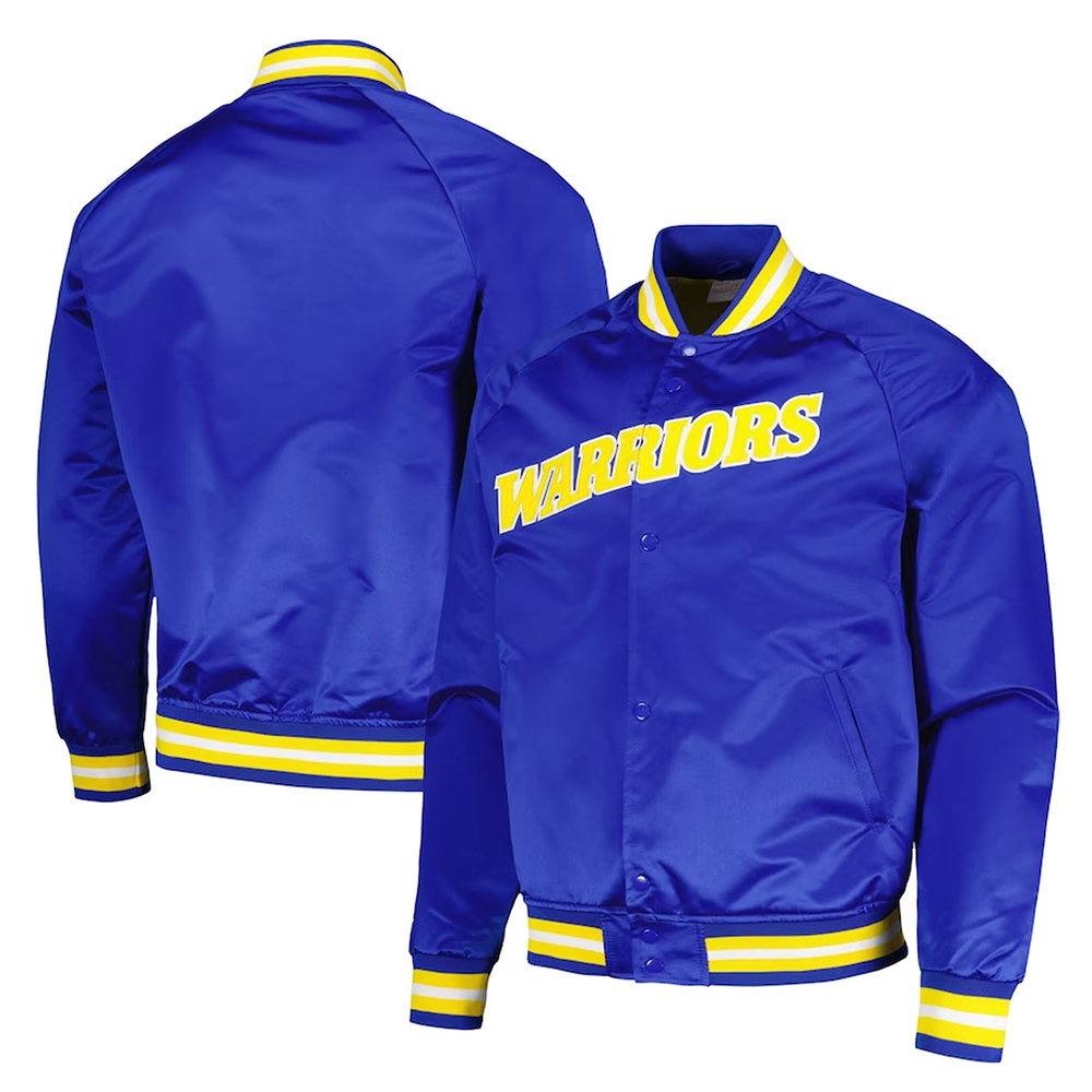 Golden State Warriors Throwback Wordmark Royal Jacket - Image 3