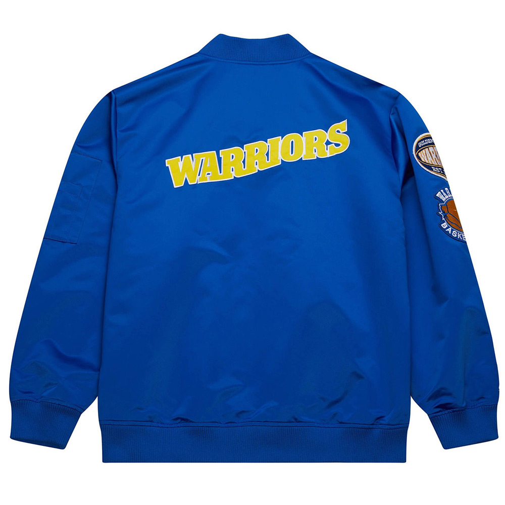 Golden State Warriors Vintage Logo Royal Lightweight Satin Jacket - Image 2