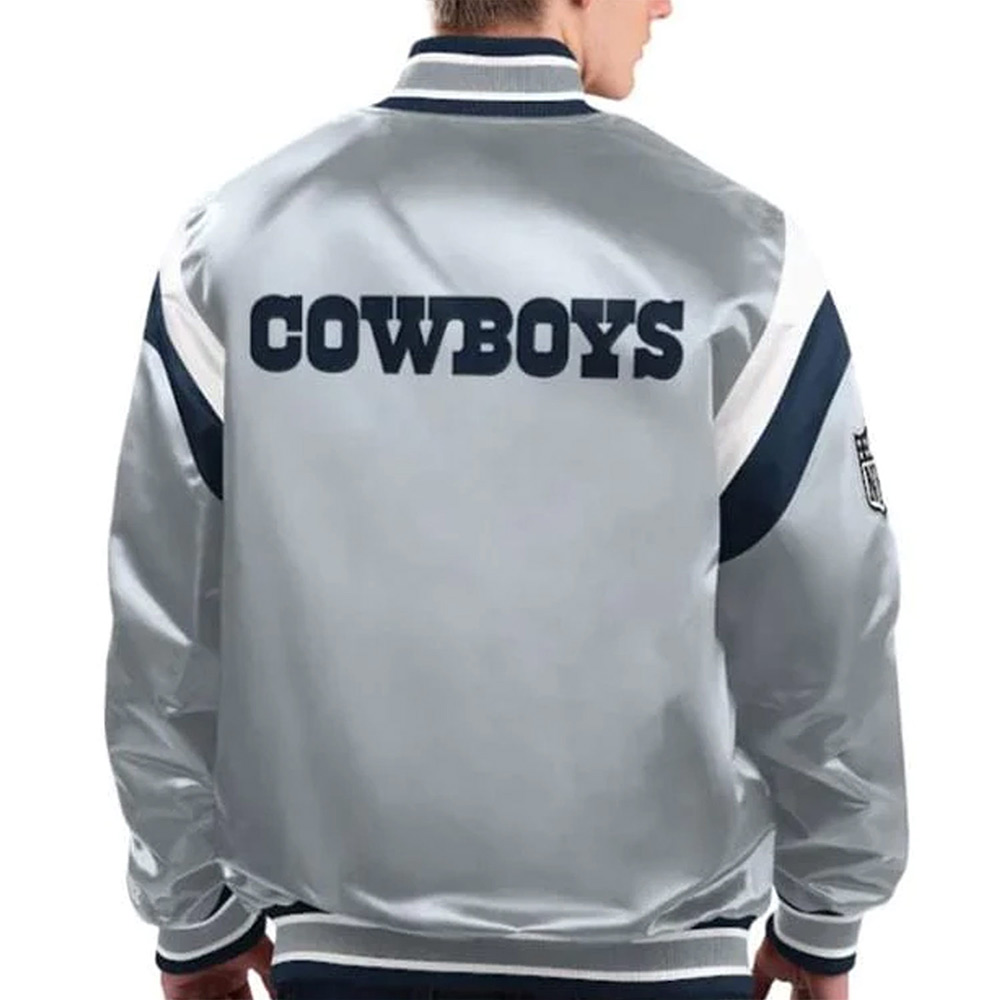Gray Dallas Cowboys Shutout Satin Jacket - Image 2