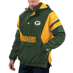Home Team Green Bay Packers Green/Gold Half-Zip Hoodie Jacket