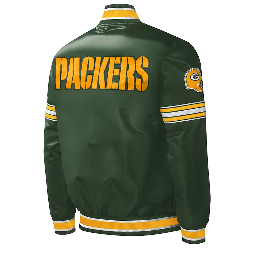 Green Bay Packers Midfield Varsity Satin Jacket - Image 2