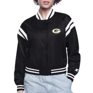 Green Bay Packers Printed Logo Varsity Satin Jacket