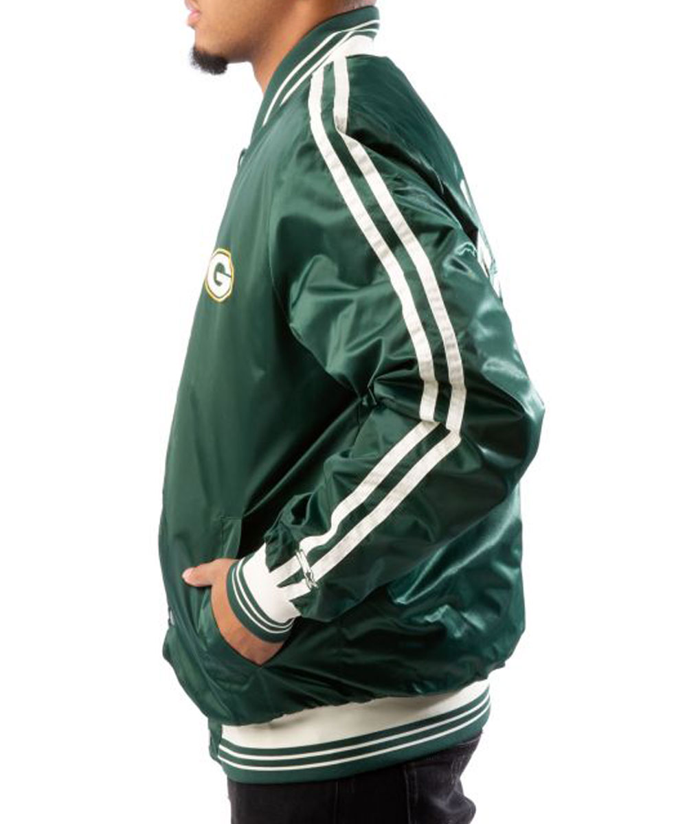 Starter Bay Packers Green Satin Jacket - Image 5