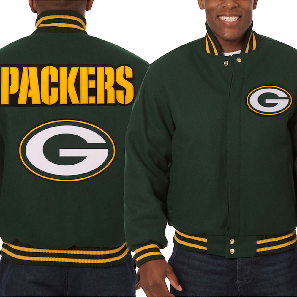 Green Bay Packers Varsity Green Wool Jacket - Image 3