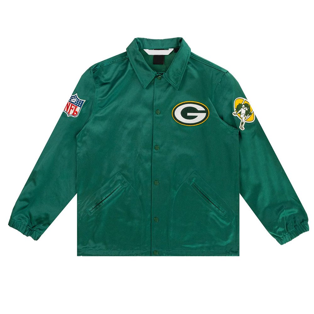 Green Bay Packers Green Satin Windbreaker