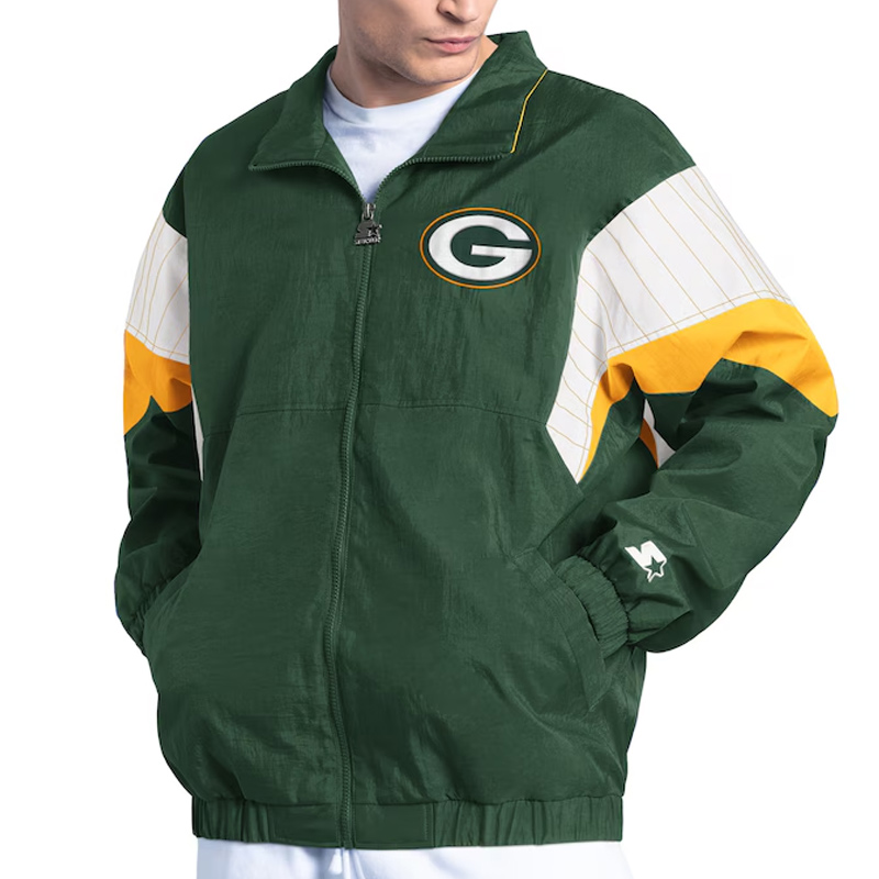 Green Bay Packers Yard Line Green Full-Zip Jacket