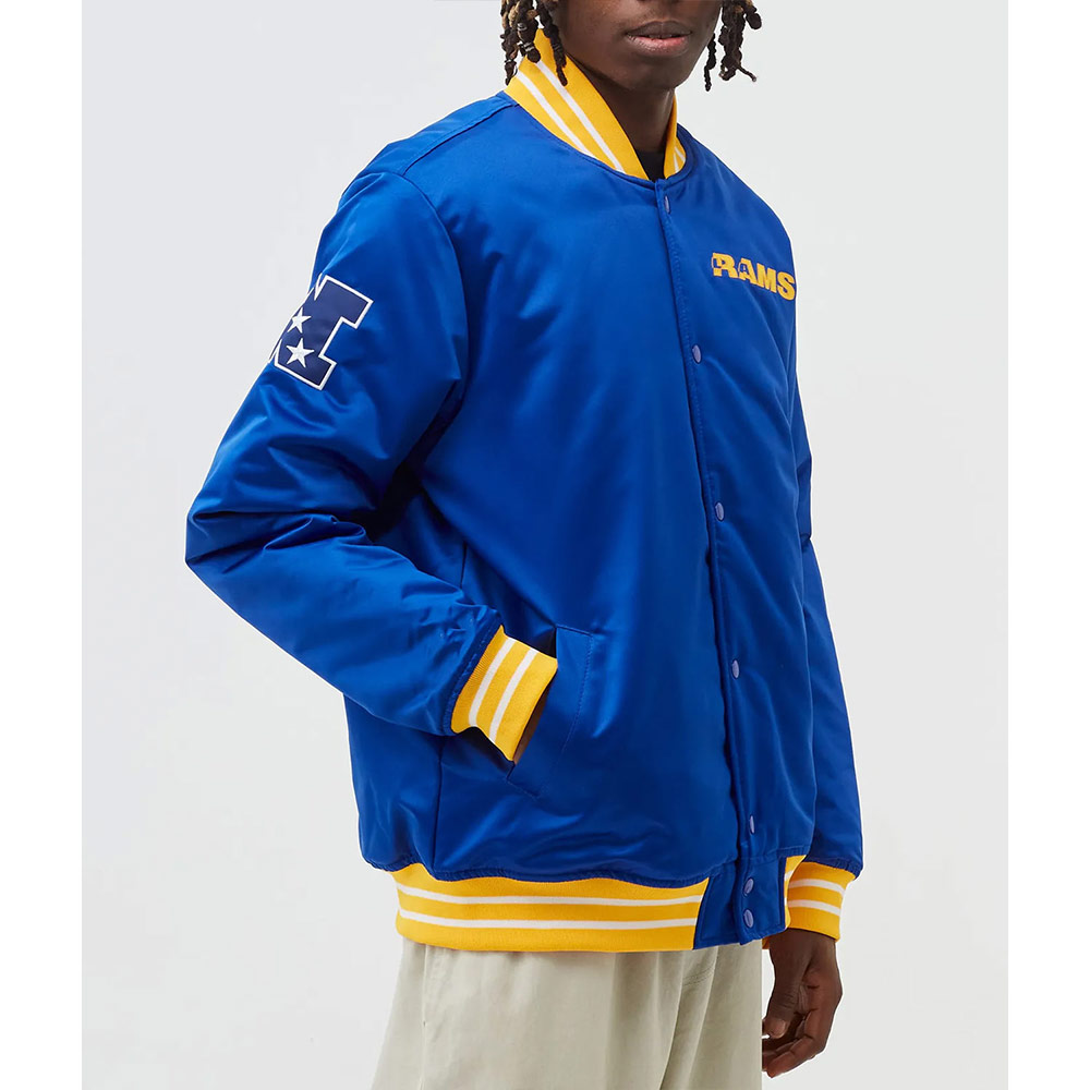 LA Rams Heavyweight Blue Satin Jacket - Image 2