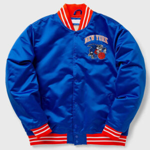 NY Knicks Heavyweight Blue Satin Jacket